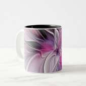 Blumenmuster Fraktal Moderne Abstrakte Blume Rosa  Zweifarbige Tasse (Vorderseite Links)