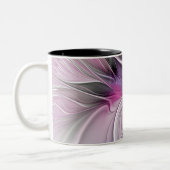 Blumenmuster Fraktal Moderne Abstrakte Blume Rosa  Zweifarbige Tasse (Links)