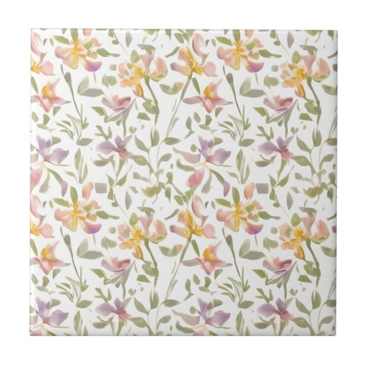Blumenmuster Freesien Blumen Fliese (Vorderseite)