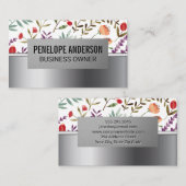 Blumenmuster | Frühjahrsblüte | Metallisch Visitenkarte (Vorne/Hinten)