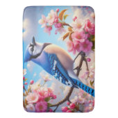 Blumenmuster/Frühling Blau Jay Art Badematte (Vorderseite Vertikal)