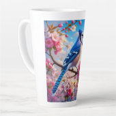 Blumenmuster/Frühling Blau Jay Art Milchtasse (Linke Ecke)