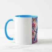 Blumenmuster/Frühling Blau Jay Art Tasse (Links)
