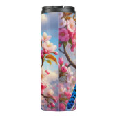 Blumenmuster/Frühling Blau Jay Art Thermosbecher (Rückseite)