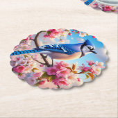 Blumenmuster/Frühling Blau Jay Art Untersetzer (angewinkelt)