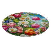Blumenmuster/Frühlingsbilder Schneidebrett (Ecke)