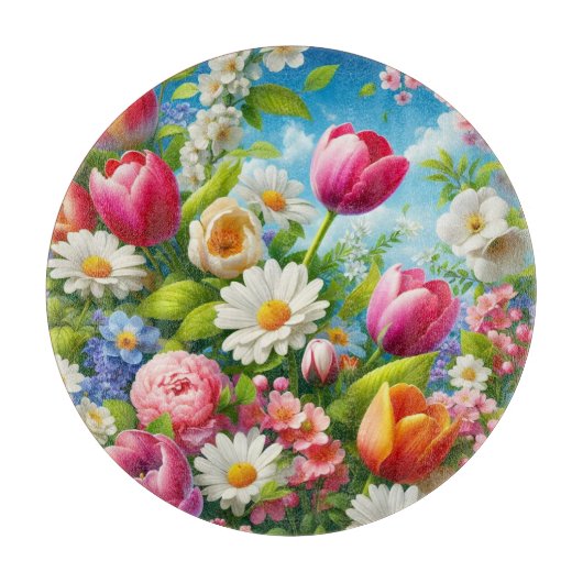 Blumenmuster/Frühlingsbilder Schneidebrett (Vorderseite)