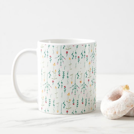 Blumenmuster Frühlingsblumen Klassiker Kaffeetasse (Mit Donut)