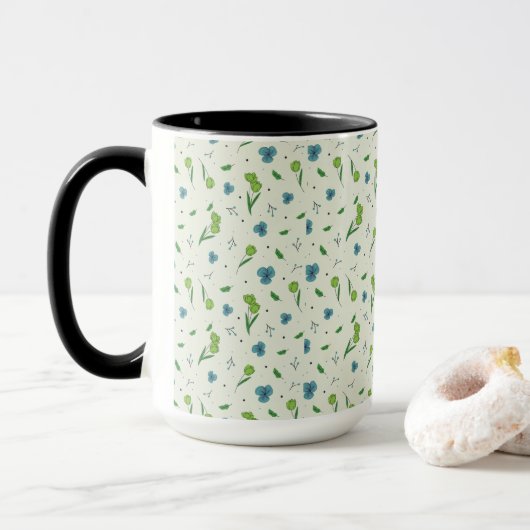 Blumenmuster Frühlingsblumen-Kombination Tasse (Mit Donut)