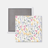 Blumenmuster Frühlingsflorales Quadrat Magnet (Vorderseite/Rückseite)