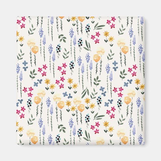 Blumenmuster Frühlingsflorales Quadrat Magnet (Vorne)