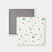 Blumenmuster Frühlingsflorales Quadrat Magnet (Vorderseite/Rückseite)