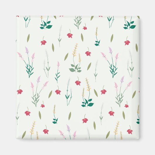 Blumenmuster Frühlingsflorales Quadrat Magnet (Vorne)