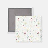 Blumenmuster Frühlingsflorales Quadrat Magnet (Vorderseite/Rückseite)
