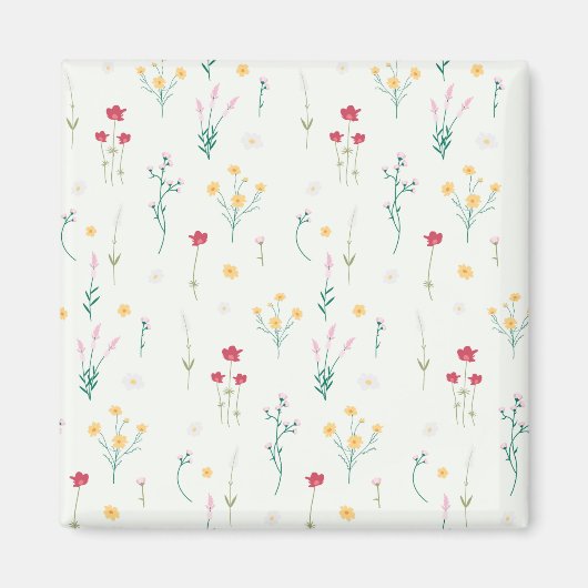 Blumenmuster Frühlingsflorales Quadrat Magnet (Vorne)
