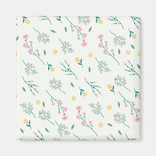 Blumenmuster Frühlingsflorales Quadrat Magnet