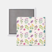 Blumenmuster Frühlingsflorales Quadrat Magnet (Vorderseite/Rückseite)