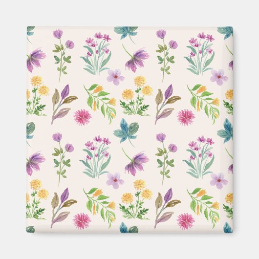 Blumenmuster Frühlingsflorales Quadrat Magnet (Vorne)