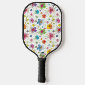Blumenmuster, Fun, Moderne Pickleball Schläger (Rückseite)