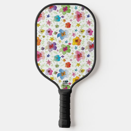 Blumenmuster, Fun, Moderne Pickleball Schläger (Rückseite)