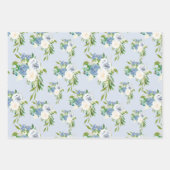 Blumenmuster für Aquarellblumen-Blume Dusty Blue Geschenkpapier Set (Vorderseite 2)