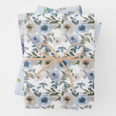 Blumenmuster für Aquarellblumen-Blume Dusty Blue Geschenkpapier Set (Beispiel)