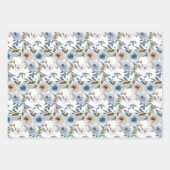 Blumenmuster für Aquarellblumen-Blume Dusty Blue Geschenkpapier Set (Vorderseite)