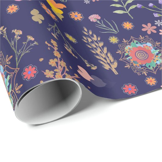 Blumenmuster für Botanisches Beauty Wrapping Geschenkpapier (Rolleneckpunkt)