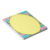 Blumenmuster für Gerahmte Speckle-Punkte auf Grün Notizblock (angewinkelt)