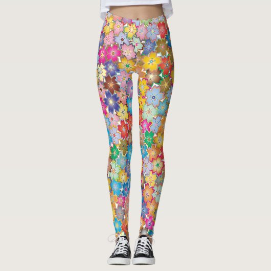 Blumenmuster für klassische Leggings (Vorderseite)