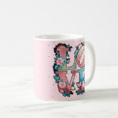 Blumenmuster für LIEBEN mit Schmetterlingen Kaffeetasse (VorderseiteRechts)