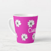 Blumenmuster Fuscia Pink individuelle Name Milchtasse (Linke Ecke)