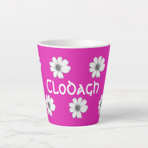Blumenmuster Fuscia Pink individuelle Name Milchtasse