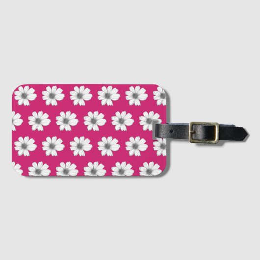 Blumenmuster Fuscia rosa Gepäckanhänger (Vorderseite (Horizontal))
