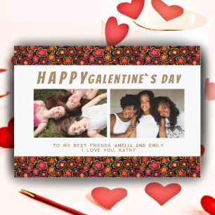 Blumenmuster Galentine`s Day Freunde 2 Foto  Feiertagskarte