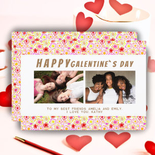 Blumenmuster Galentine`s Day Freunde 2 Foto Feiertagskarte