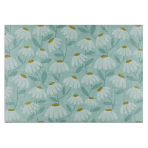 Blumenmuster Gänseblümchen Teal Blau & Olivgrün Schneidebrett