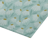 Blumenmuster Gänseblümchen Teal Blau & Olivgrün Schneidebrett (Ecke)