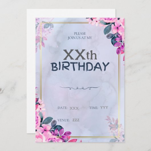 Blumenmuster Geburtstagseinladungskarte Feiertagskarte (Vorne/Hinten)