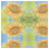 Blumenmuster Gelb Blaues Land Blumenmuster Stoff (Nahaufnahme)