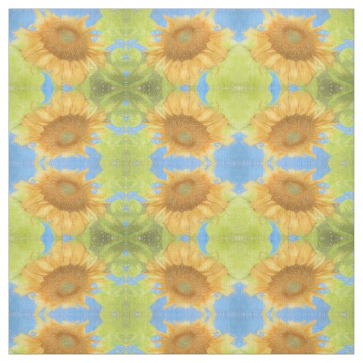 Blumenmuster Gelb Blaues Land Blumenmuster Stoff (Muster)