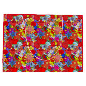 Blumenmuster Gelbblau Lila grün Große Geschenktüte (Rückseite)