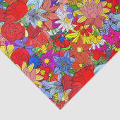 Blumenmuster Gelbblau Lila grün Seidenpapier (Detail)