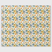 Blumenmuster | Gelbe, weiße Rose elegant Geschenkpapier (Flach)