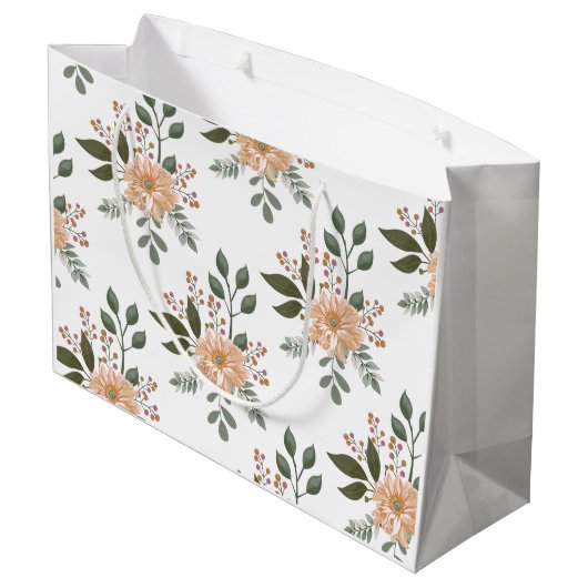 Blumenmuster - Geschenkbeutel Große Geschenktüte (Rückseite Schrägansicht)