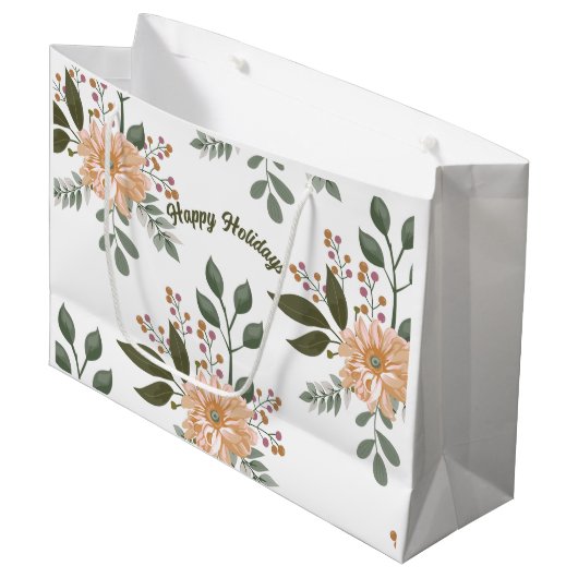 Blumenmuster - Geschenkbeutel Große Geschenktüte (Vorderseite Schrägansicht)