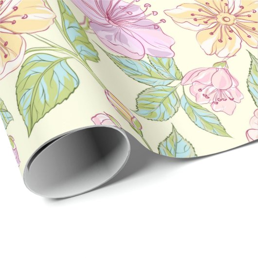 Blumenmuster Geschenkpapier (Rolleneckpunkt)