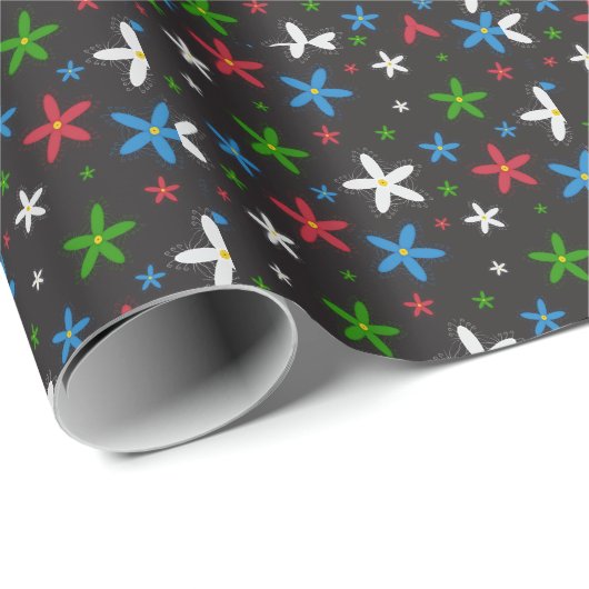Blumenmuster Geschenkpapier (Rolleneckpunkt)