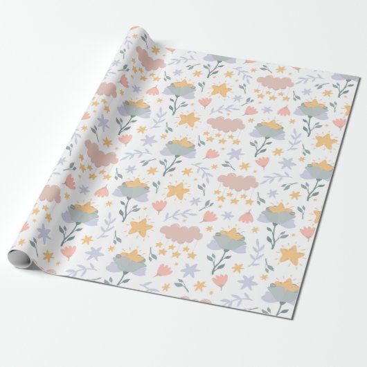 Blumenmuster Geschenkpapier (Ungerollt)