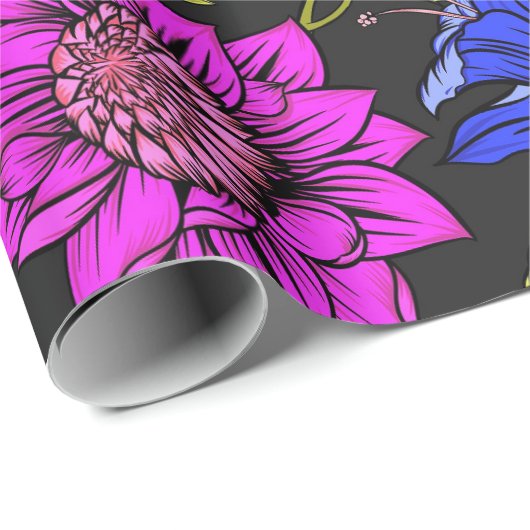 Blumenmuster Geschenkpapier (Rolleneckpunkt)